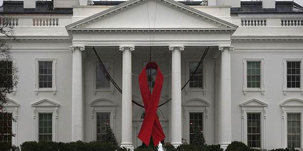 Aids ribbon at the White House