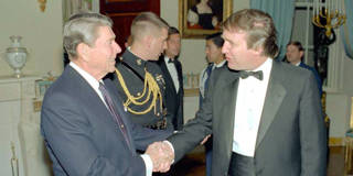 Donald Trump and President Ronald Reagan meet at a 1985 White House reception