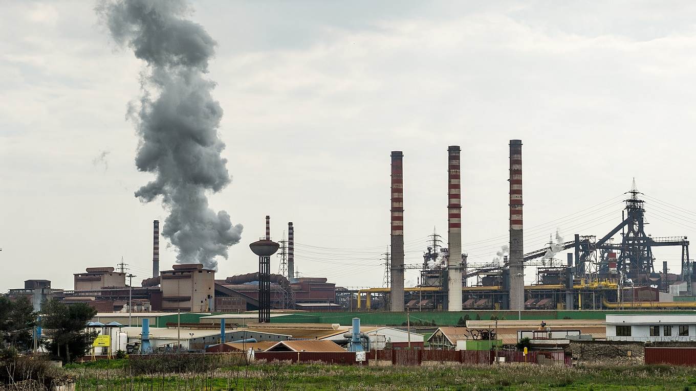 A view of Ilva di Taranto, one of the biggest steel mills in Europe