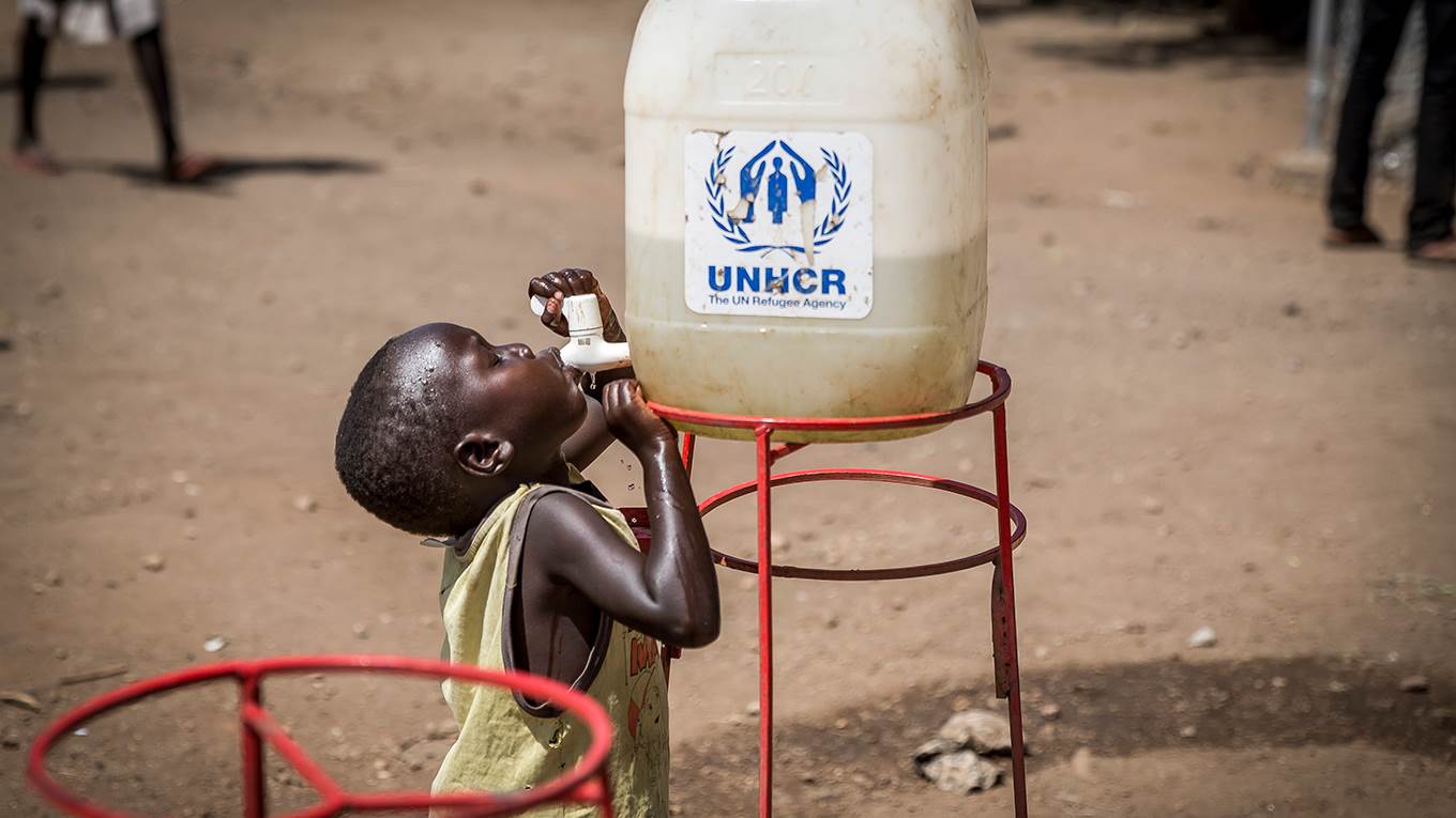 Child drinks water