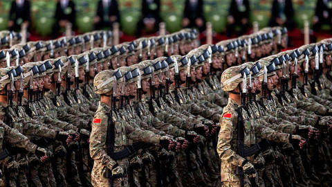 Chinese military marching