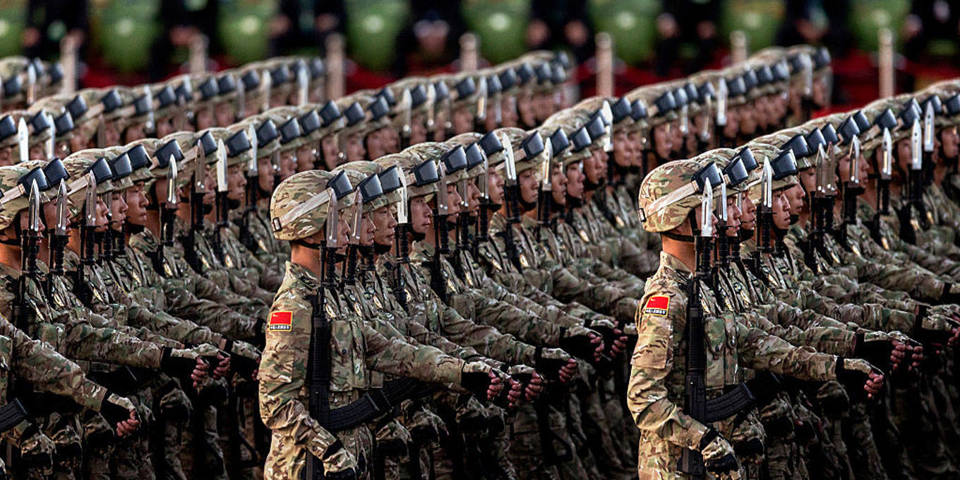 Chinese military marching