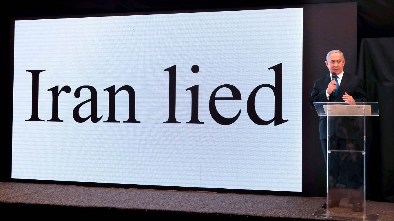 Israeli Prime Minister Benjamin Netanyahu delivers a speech on Iran's nuclear program