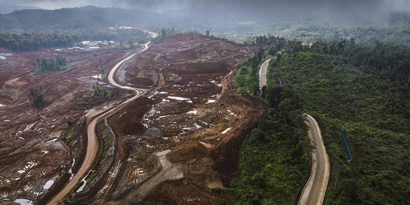 Deforestation from nickel mining in Indonesia.