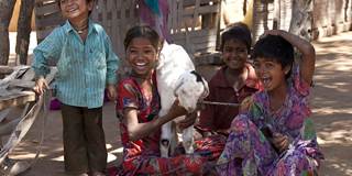 Indian children in typical Rajasthani village