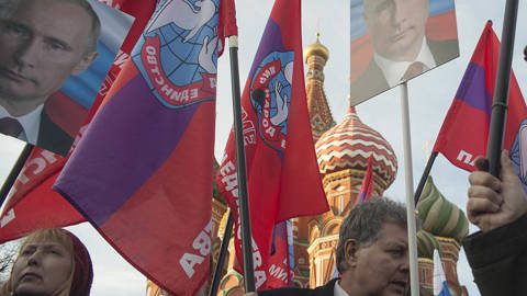 Pro Russia rally St Basil Cathedral