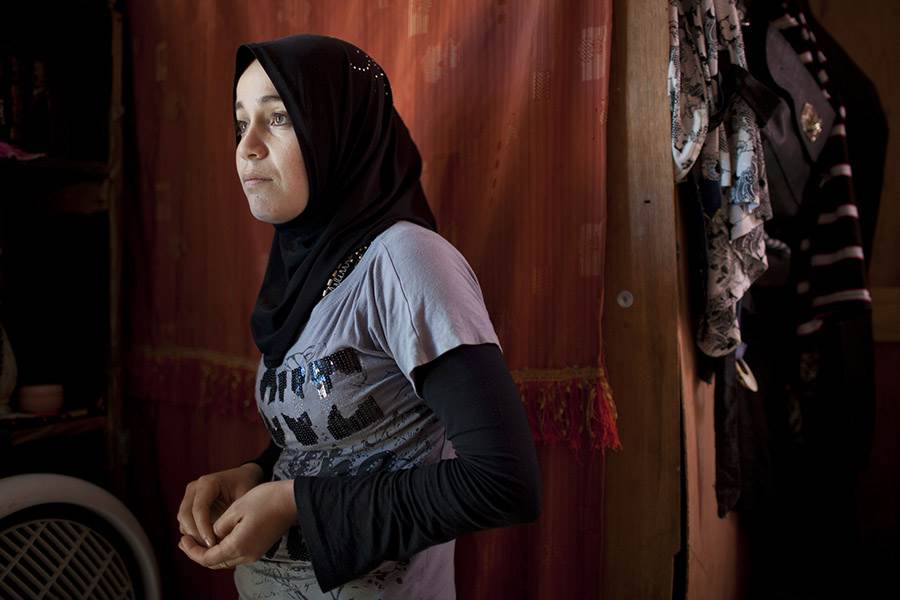 Syrian refugee in her temporary home.