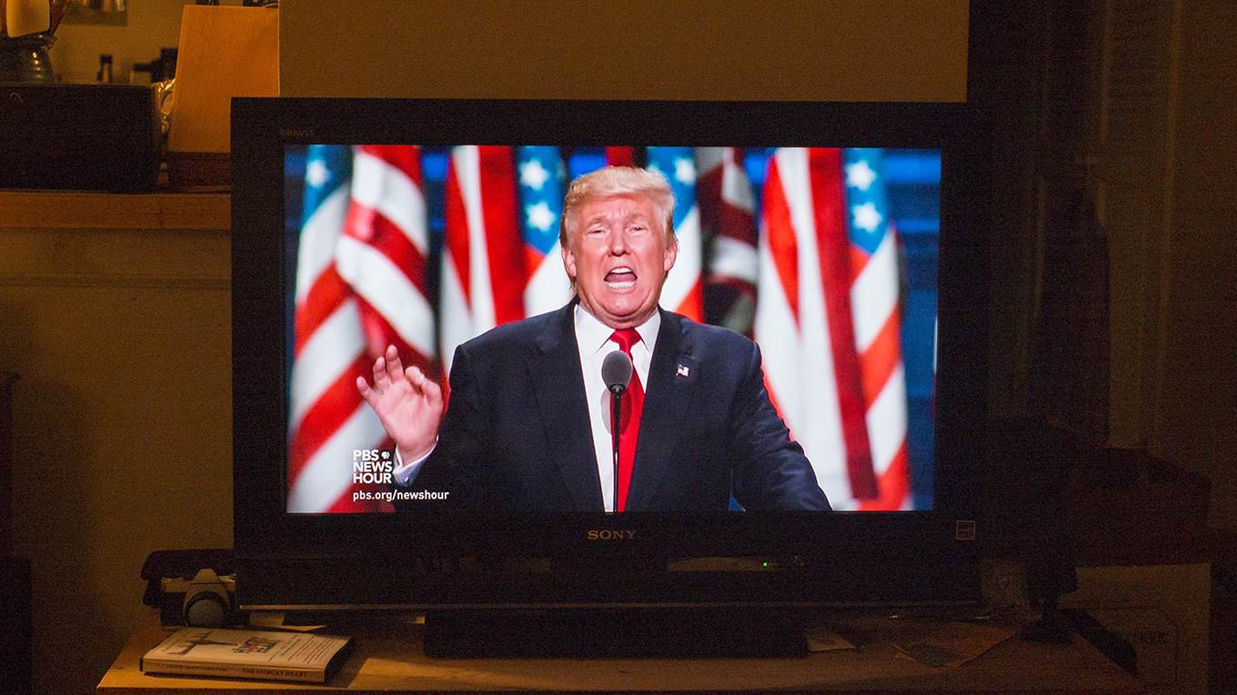Donald Trump delivers a speech