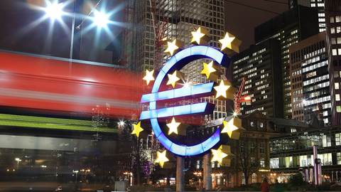 The Euro symbol outside the headquarters of the European Central Bank 