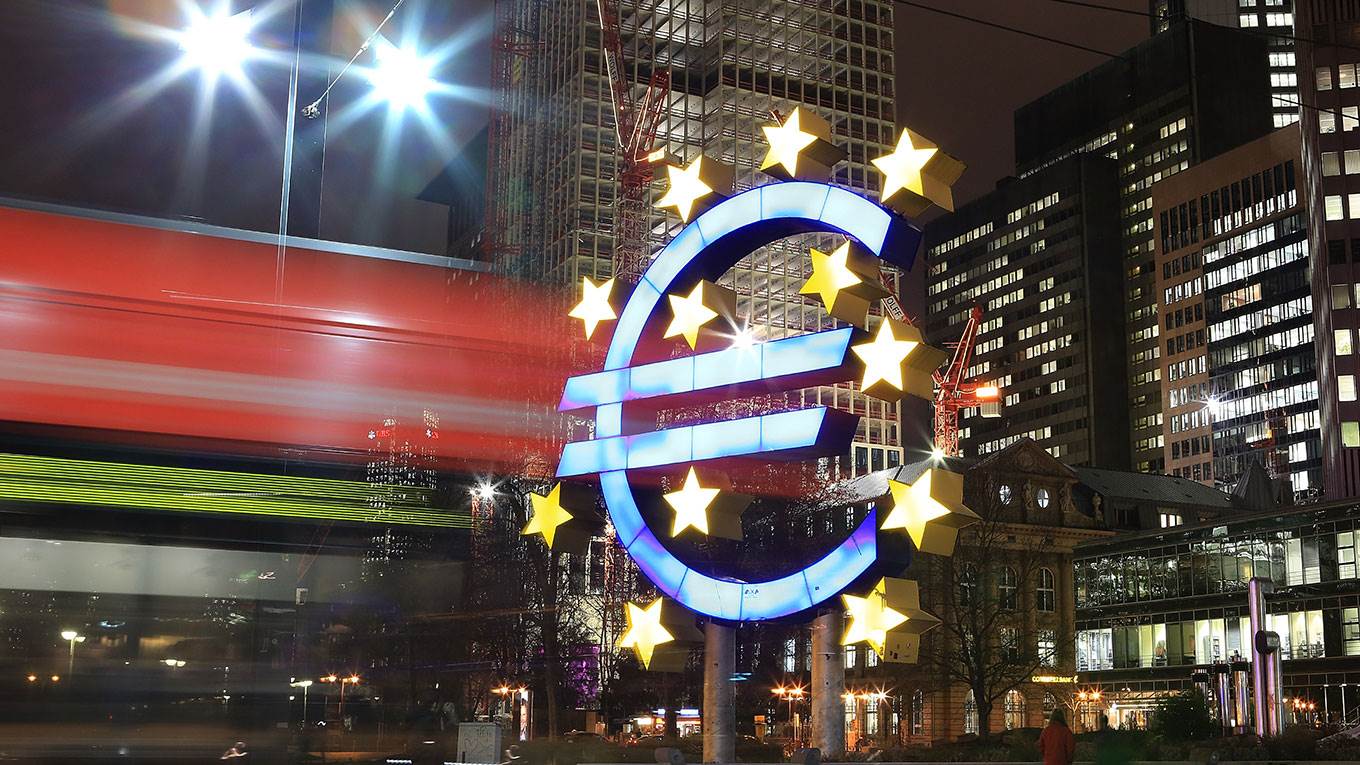 The Euro symbol outside the headquarters of the European Central Bank