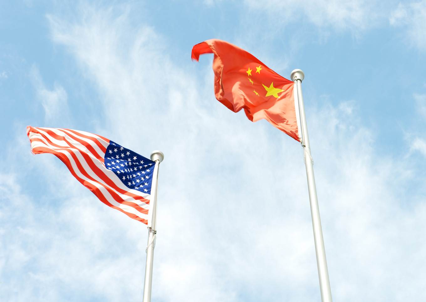 US and China flags