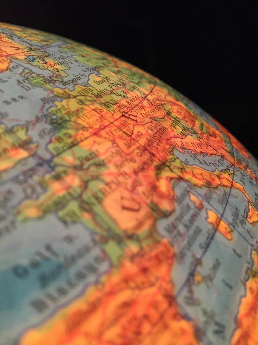 Globe facing Europe