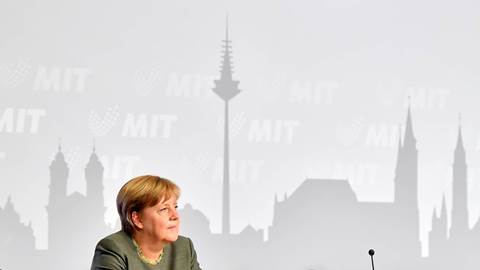 Angela Merkel attends a congress of the MIT association of middle-sized businesses 