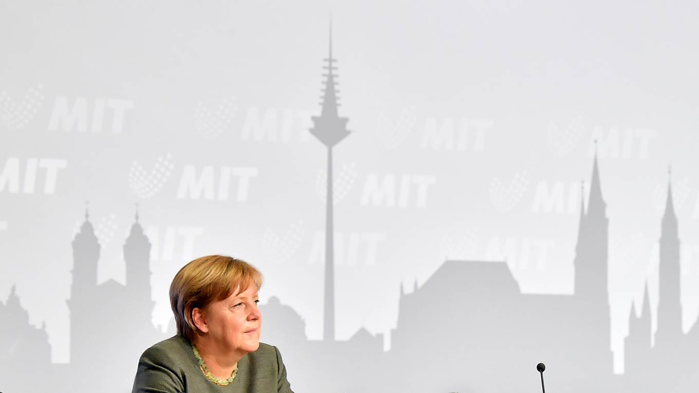 Angela Merkel attends a congress of the MIT association of middle-sized businesses