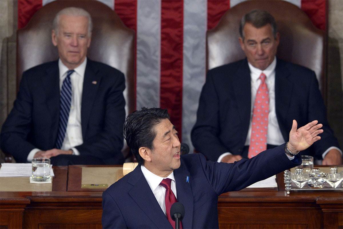 shinzo abe addresses us congress