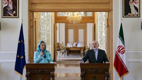 Iran's Foreign minister Mohammad Javad Zarif and European Union High Representative for Foreign Affairs Federica Mogherini 