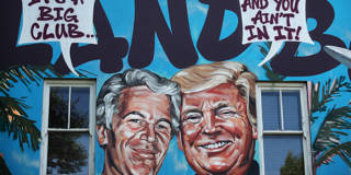 Mural de dibujos animados de Trump y Epstein.