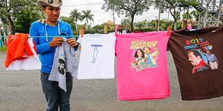 Man selling T-shirts in Nicaragua