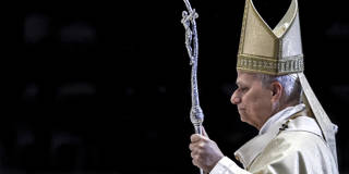 Pope Leo XIV presides over a solemn Mass with priestly ordinations inside St. Peter’s Basilica, surrounded by clergy during a formal Vatican liturgical ceremony.
