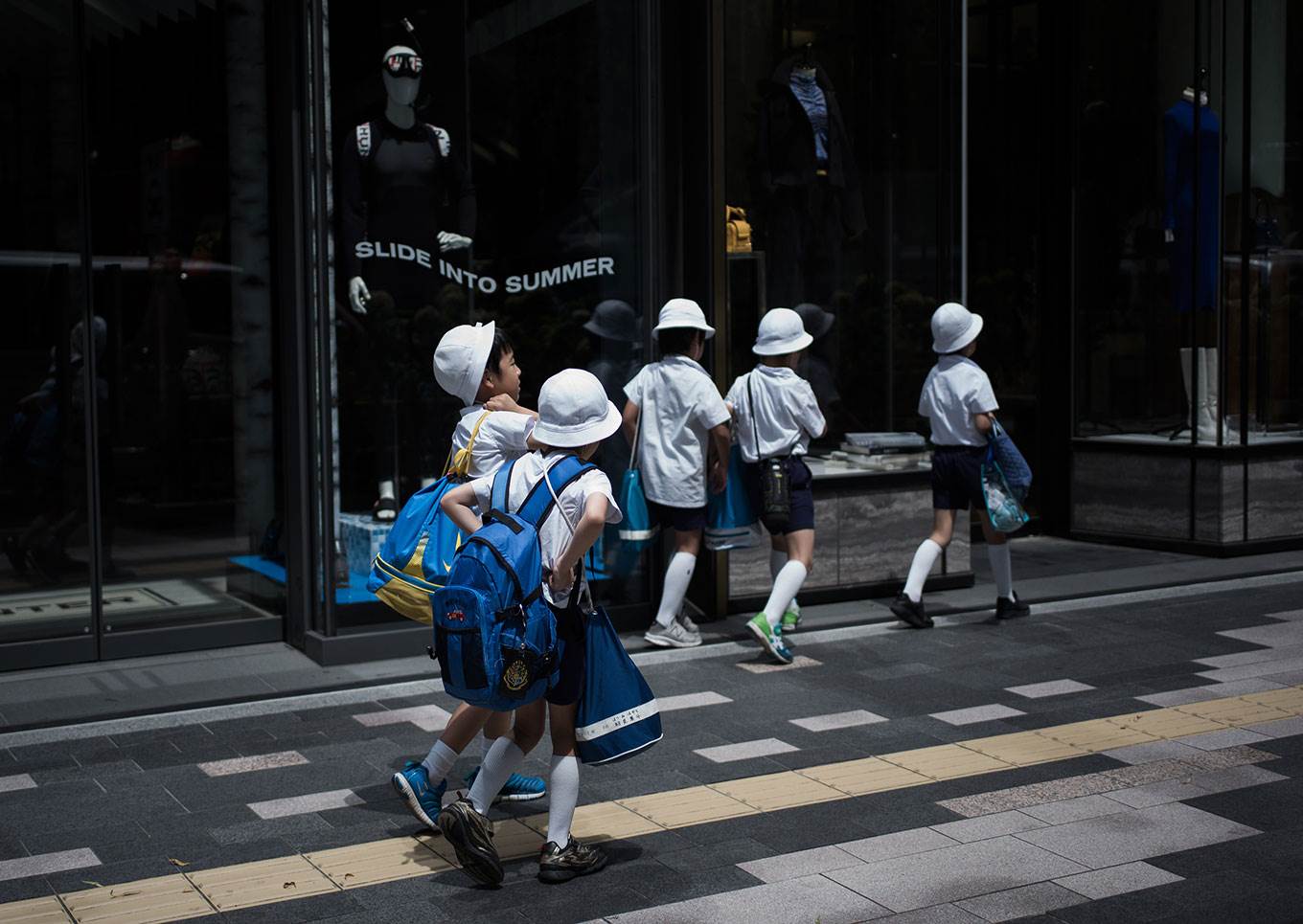 japanese children walking school