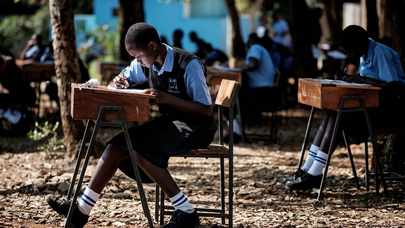 Students of St Dominic Bukna Secondary school take their English test
