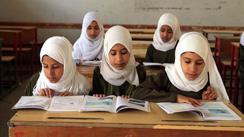 Yemeni girls in school