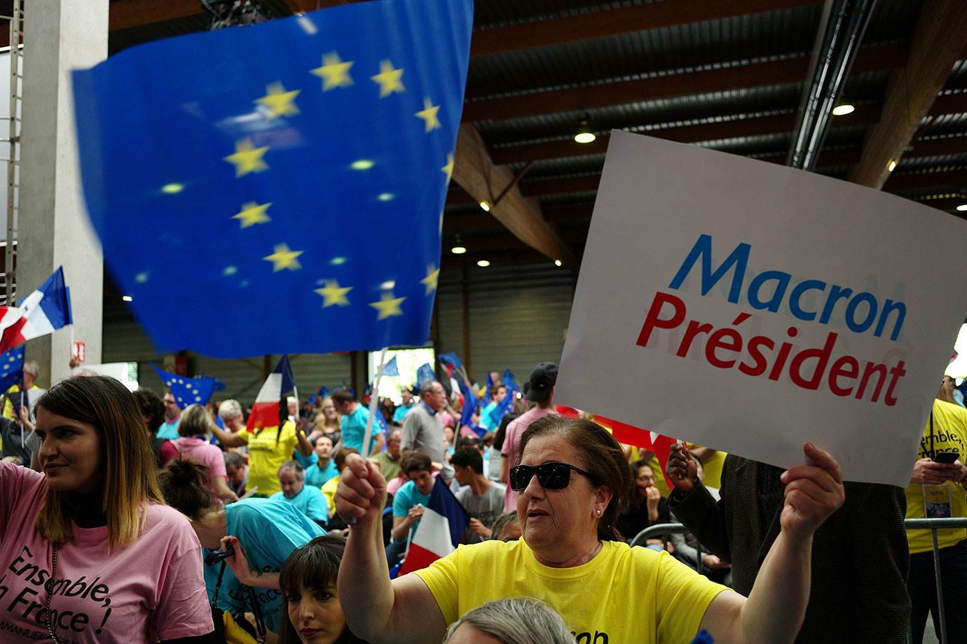 Macron supporters