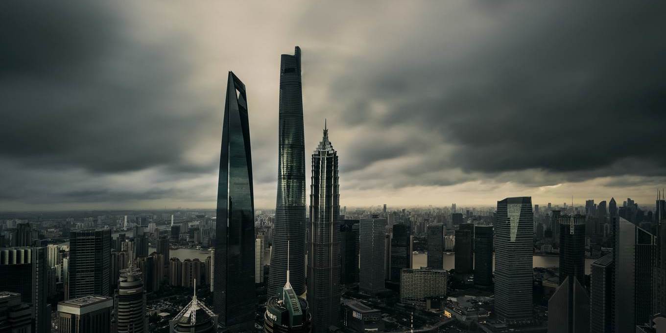 shanghai skyline dark sky