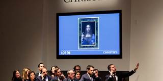 Agents are bidding on at the auction of Leonardo da Vinci's 'Salvator Mundi' 