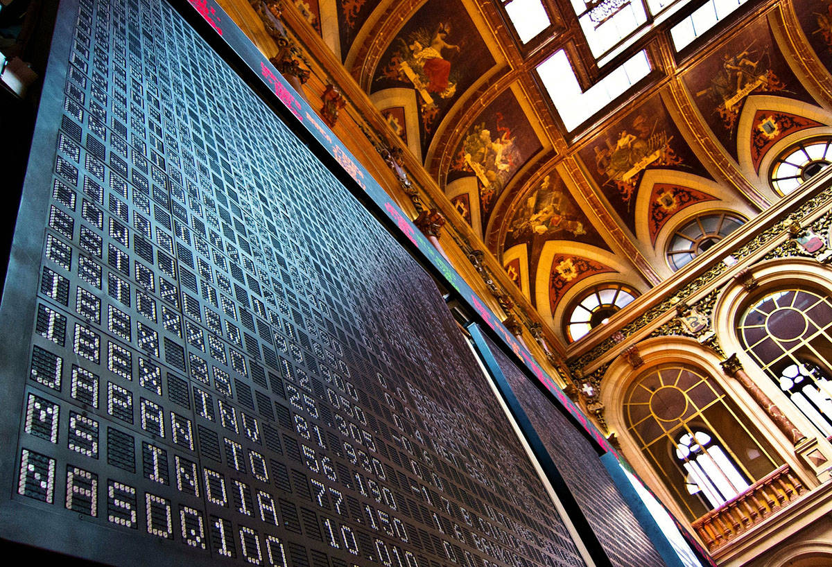 Stock market board madrid finance