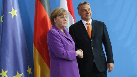 Hungarian Prime Minister Viktor Orban and German Chancellor Angela Merkel 