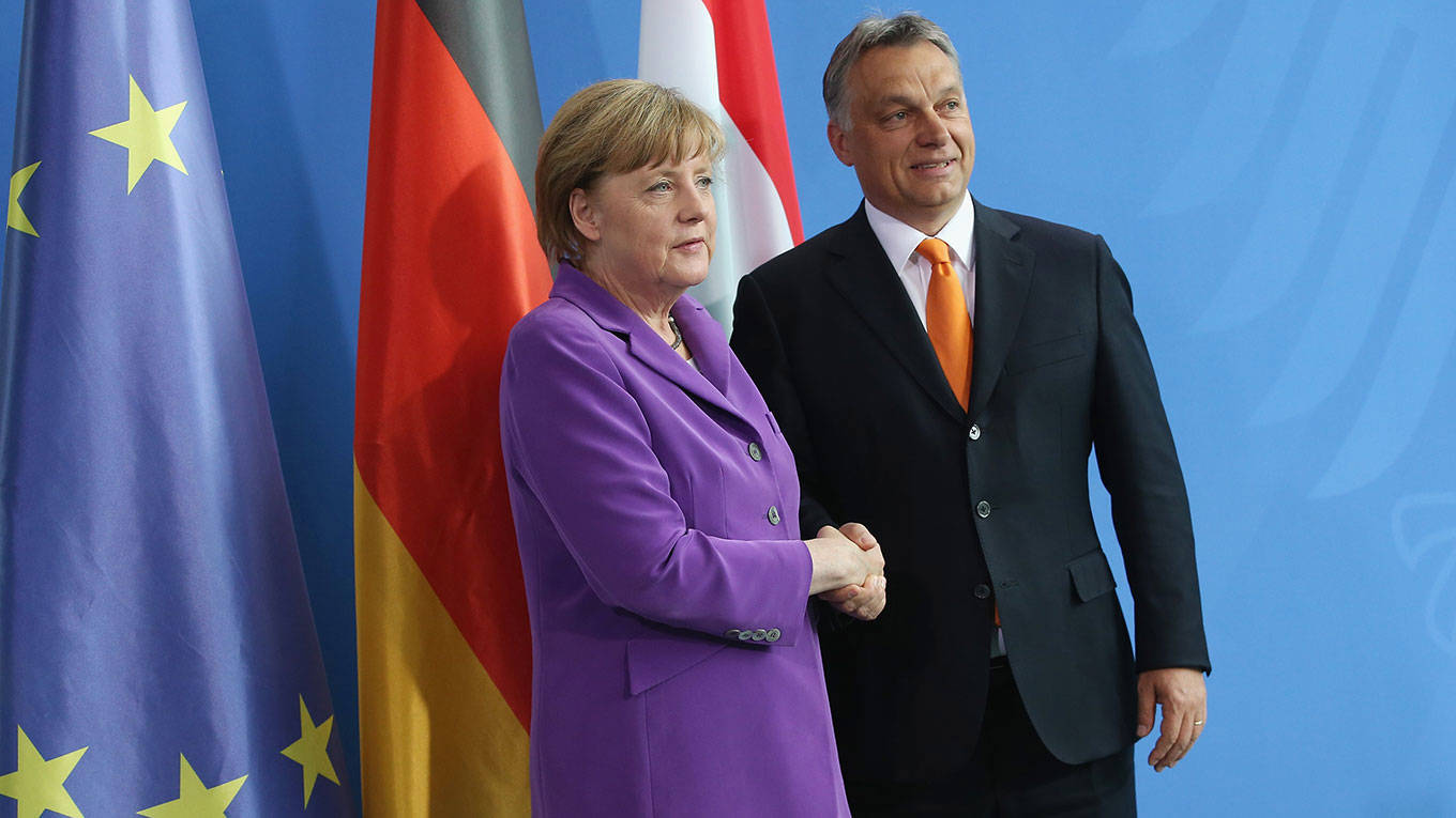 Hungarian Prime Minister Viktor Orban and German Chancellor Angela Merkel
