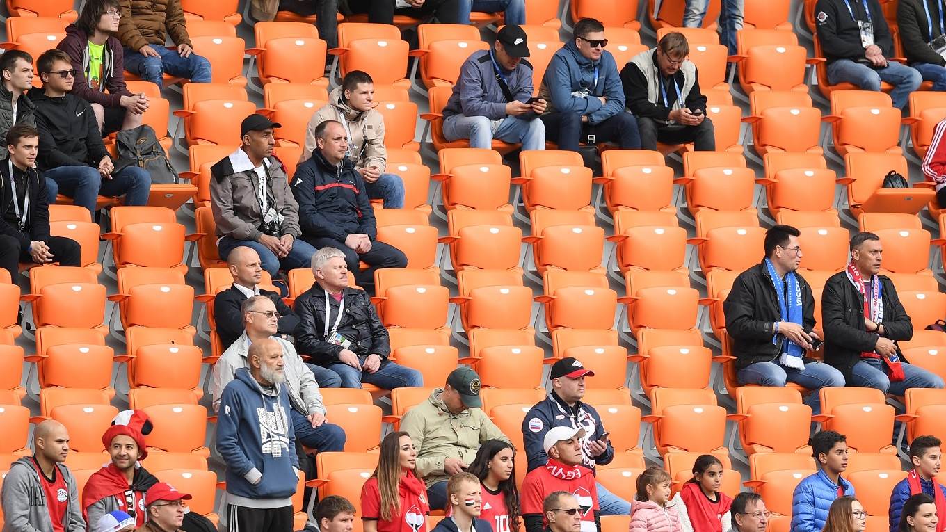 Empty seats are seen in the stands during the 2018 FIFA World Cup Russia