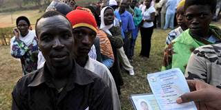 Voters wait in line in Rwanda
