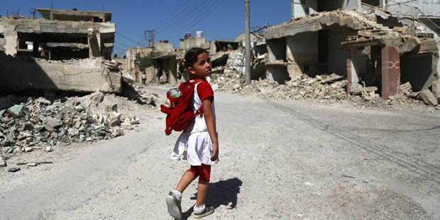 syrian girl destroyed school