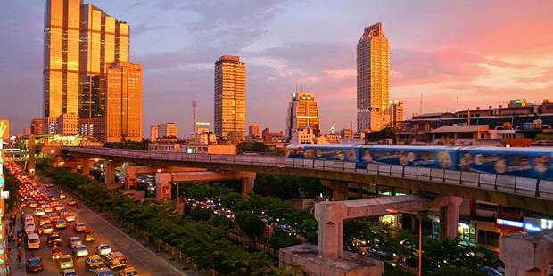 Bangkok skytrain sunset
