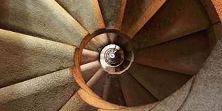 Staircase viewed top-down to reveal Fibonacci spiral.