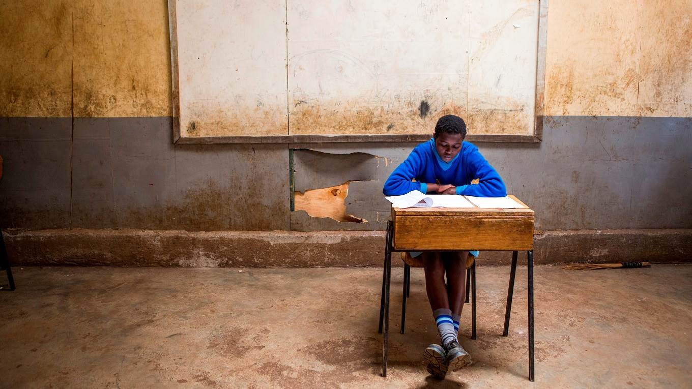 A student from the Olympic Primary School in Kenya