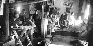 Prisoners in their shack in the Vorkuta Gulag