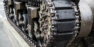 Treads on armored tank.