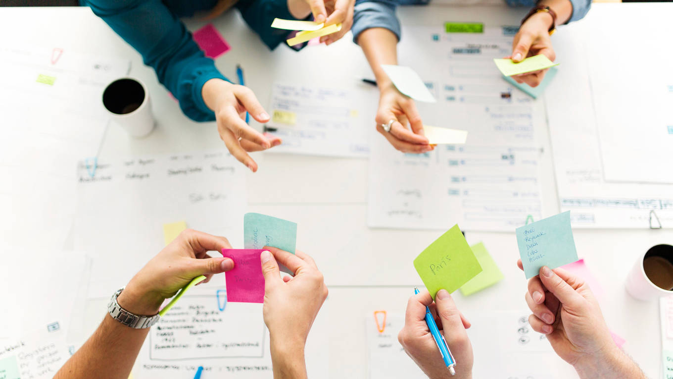 business meeting sticky notes