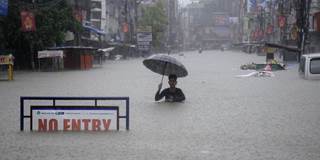 Indian monsoon flooded street