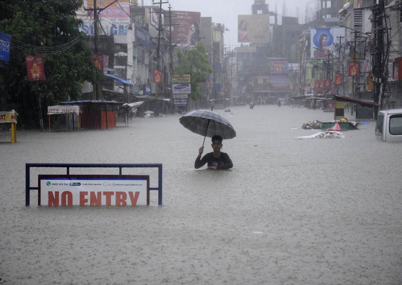 Indian monsoon flooded street