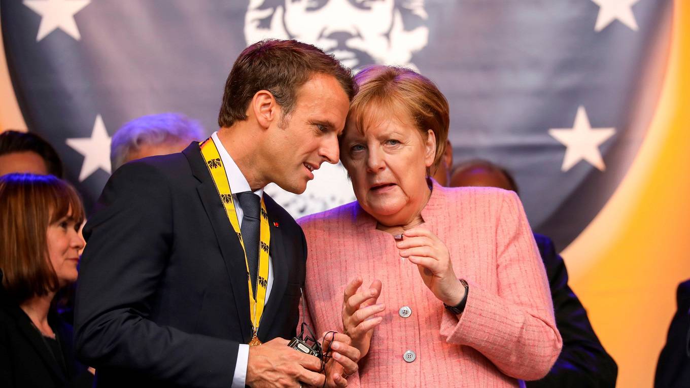 France's President Emmanuel Macron and German Chancellor Angela Merkel