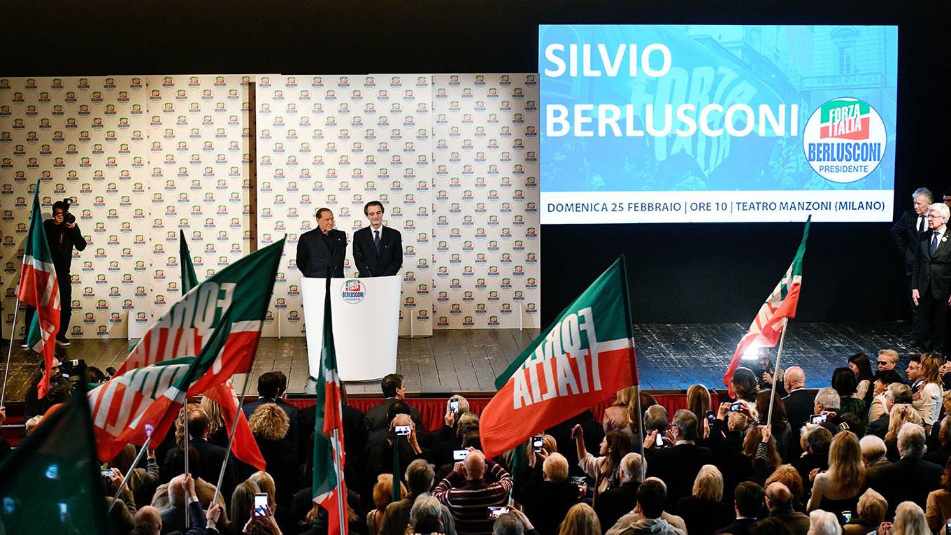 Leader of the Italian right-wing party Forza Italia Silvio Berlusconi