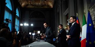 Matteo Salvini, Leader of Lega political party speaks to the press after a new day of meetings with Italian President on formation of the new government