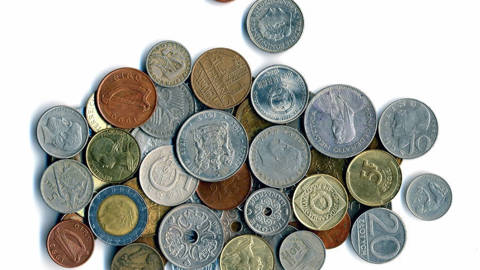 Coins of various currency.