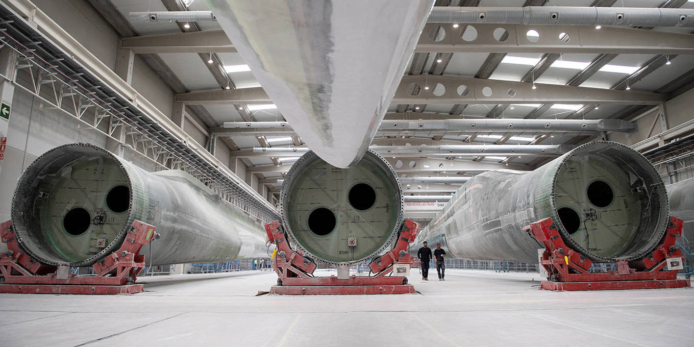 Wind turbines being manufactured in Spain