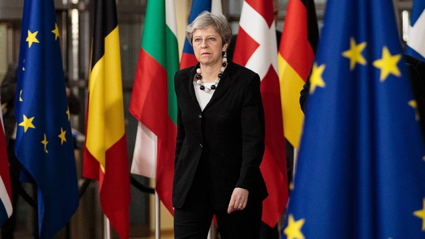 British Prime Minster Theresa May arrives at the Council of the European Union