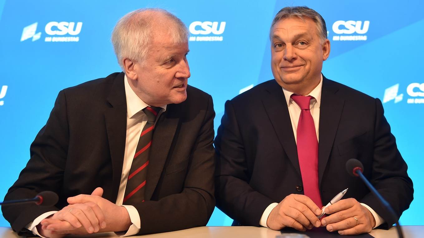 The leader of the German Christian Social Union Party (CSU) Horst Seehofer and Prime Minister of Hungary Viktor Orban